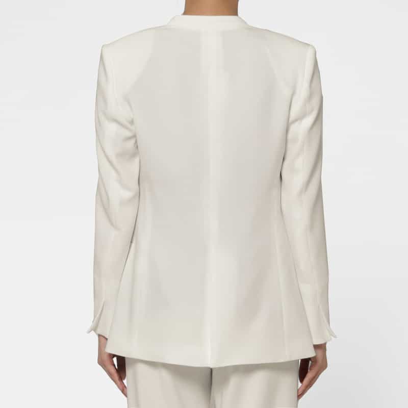 BARNEYS NEW YORK セットアップ ウォッシャブル ストレッチノーカラージャケット WHITE