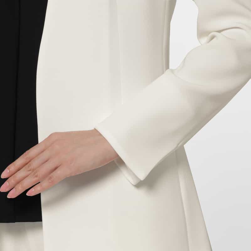 BARNEYS NEW YORK セットアップ ウォッシャブル ストレッチノーカラージャケット WHITE