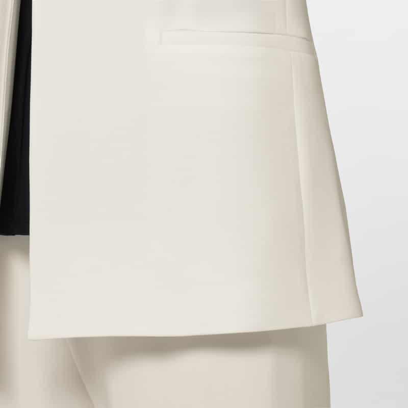 BARNEYS NEW YORK セットアップ ウォッシャブル ストレッチノーカラージャケット WHITE