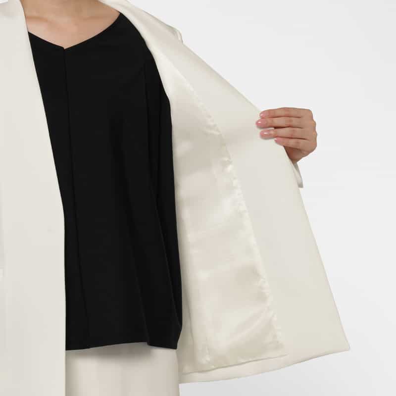 BARNEYS NEW YORK セットアップ ウォッシャブル ストレッチノーカラージャケット WHITE
