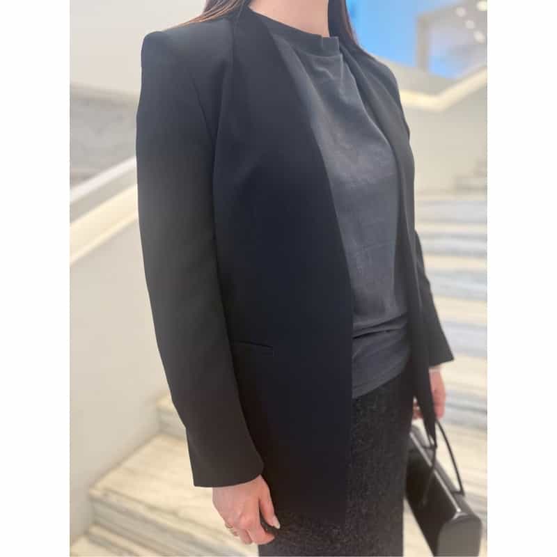 BARNEYS NEW YORK セットアップ ウォッシャブル ストレッチノーカラージャケット BLACK