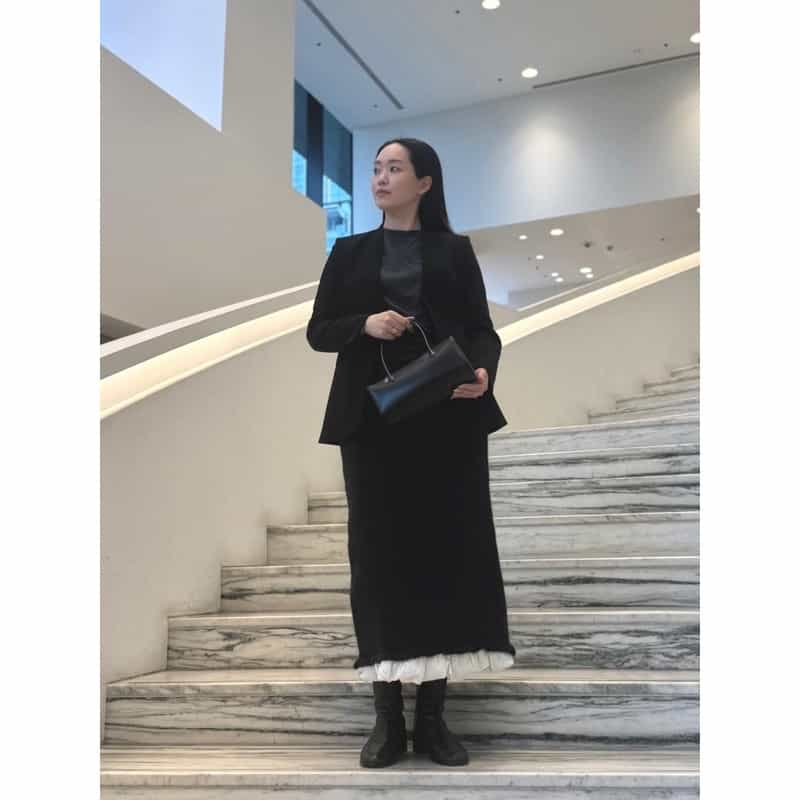 BARNEYS NEW YORK セットアップ ウォッシャブル ストレッチノーカラージャケット BLACK