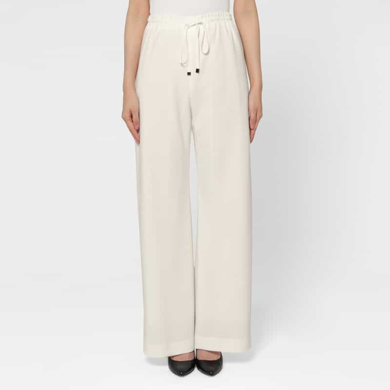 BARNEYS NEW YORK セットアップ ウォッシャブル ドローストリングワイドパンツ WHITE