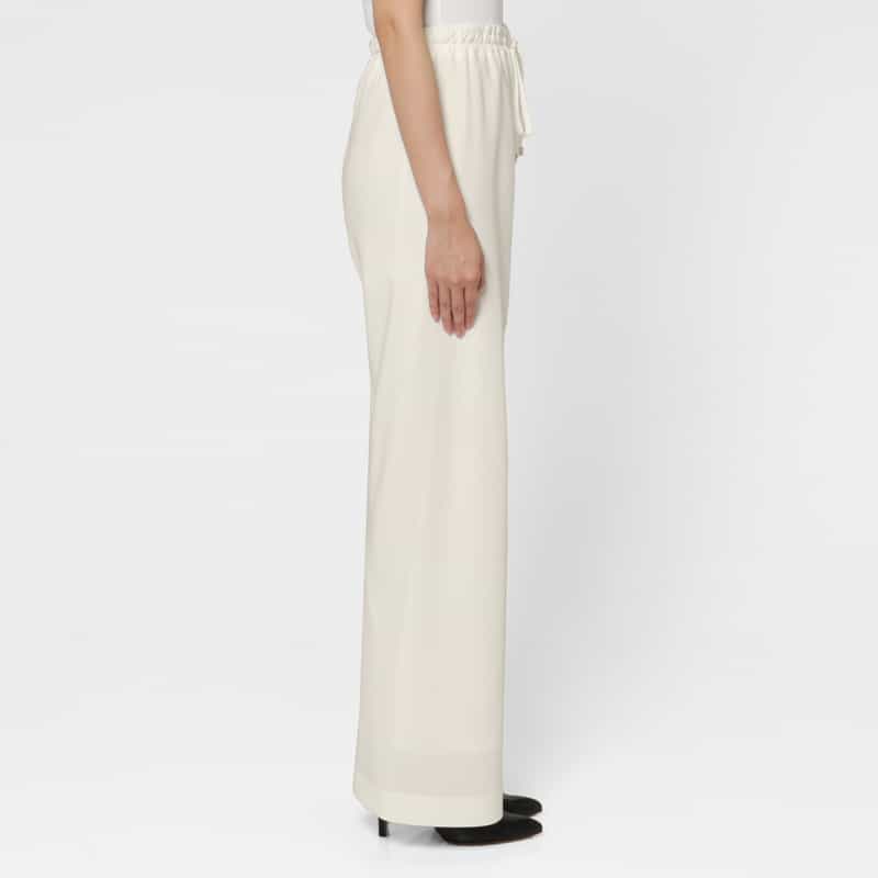BARNEYS NEW YORK セットアップ ウォッシャブル ドローストリングワイドパンツ WHITE