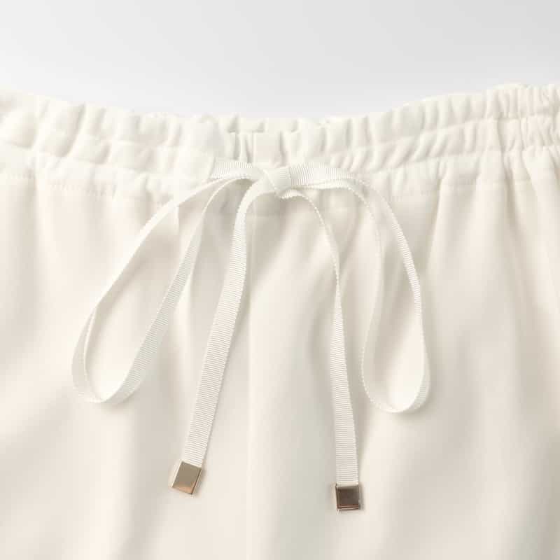BARNEYS NEW YORK セットアップ ウォッシャブル ドローストリングワイドパンツ WHITE