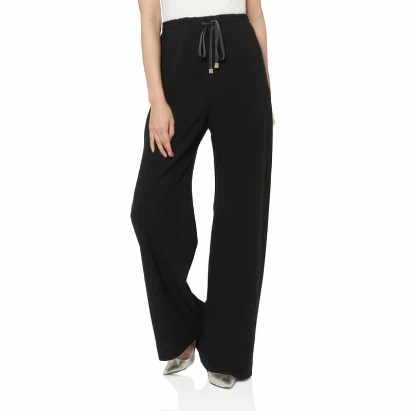 BARNEYS NEW YORK セットアップ ウォッシャブル ドローストリングワイドパンツ BLACK