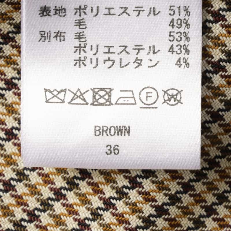 BARNEYS NEW YORK 千鳥格子柄 Aラインサファリスカート BROWN