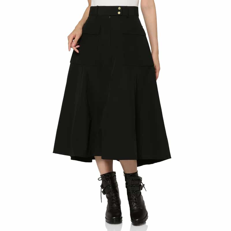 コットンナイロン素材Aラインサファリスカート