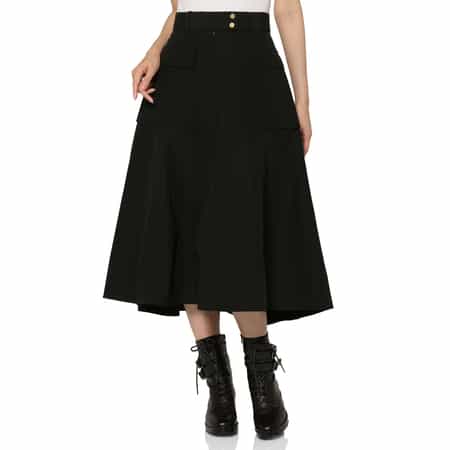 コットンナイロン素材Aラインサファリスカート