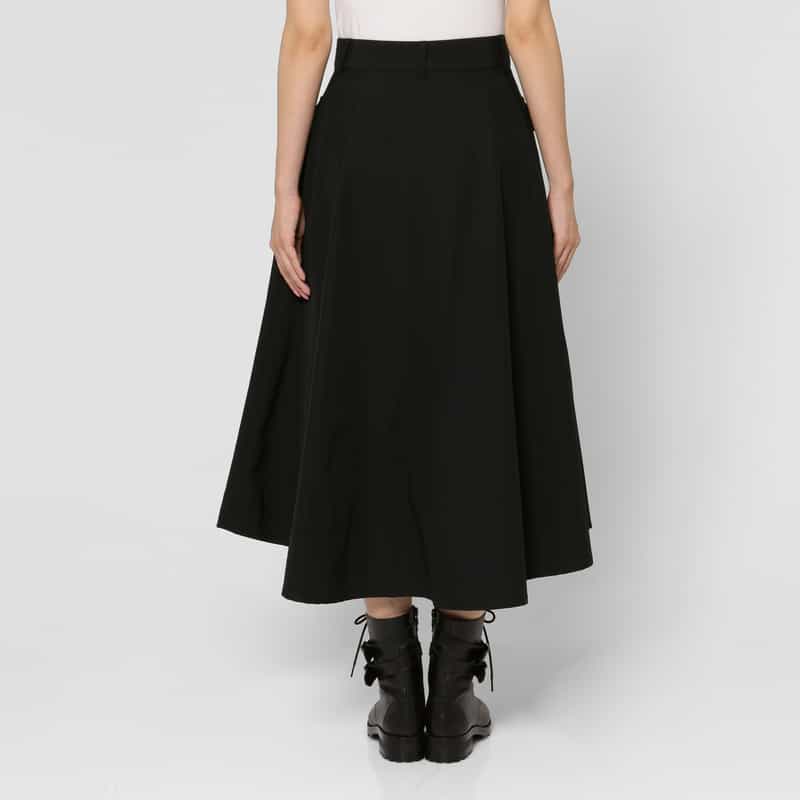 BARNEYS NEW YORK コットンナイロン素材Aラインサファリスカート BLACK