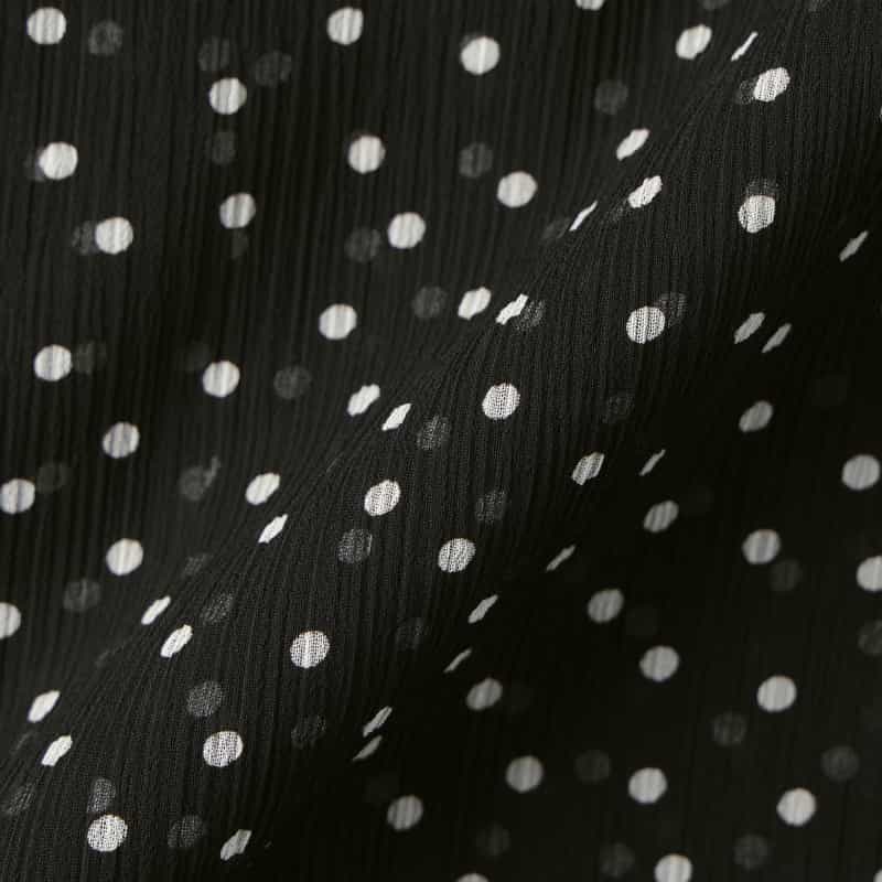 BARNEYS NEW YORK シアー素材ドット柄ボウタイ付きケープブラウス BLACK