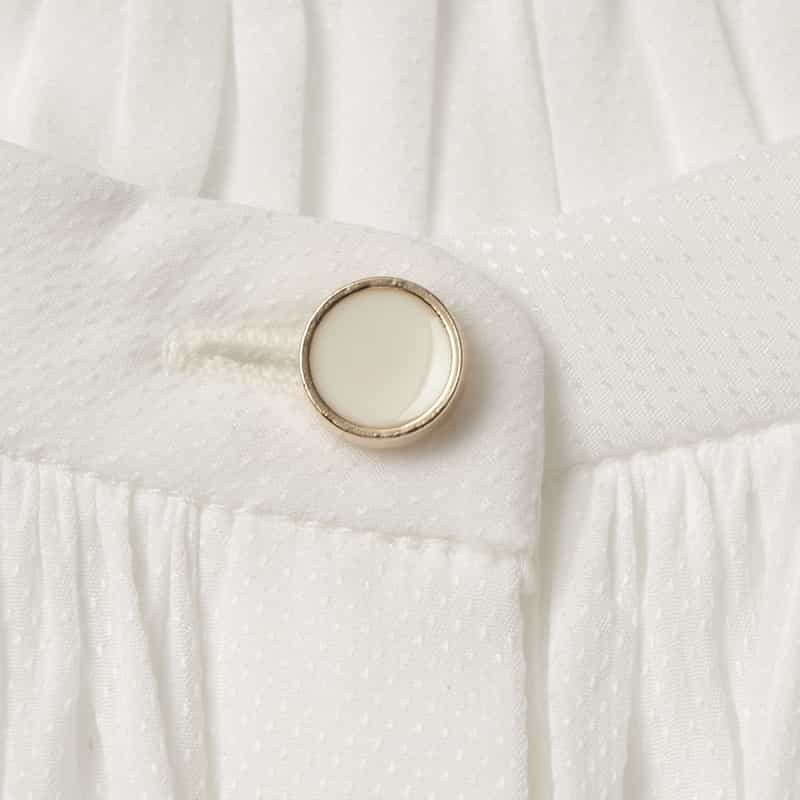 BARNEYS NEW YORK ウォッシャブル シアー素材ギャザーラグランブラウス WHITE