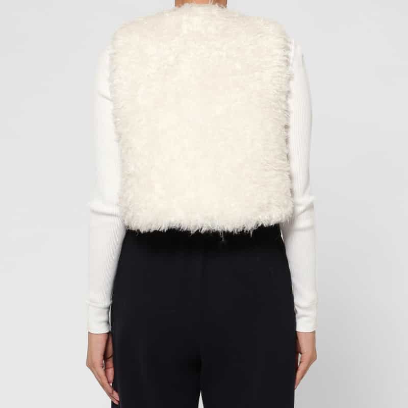 BARNEYS NEW YORK ボア素材 ショートジレ WHITE