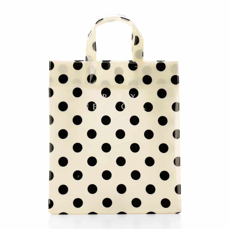 BARNEYS NEW YORK ロゴ入りPVCトートバッグ／ドット柄（L） WHITE