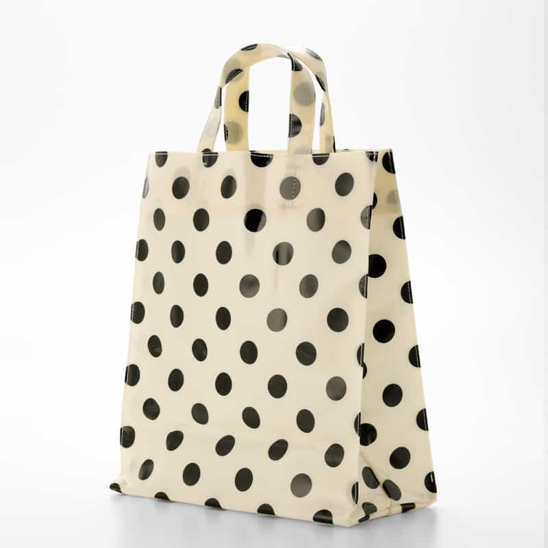 BARNEYS NEW YORK ロゴ入りPVCトートバッグ／ドット柄（L） WHITE