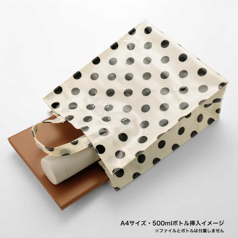 BARNEYS NEW YORK ロゴ入りPVCトートバッグ／ドット柄（L） WHITE