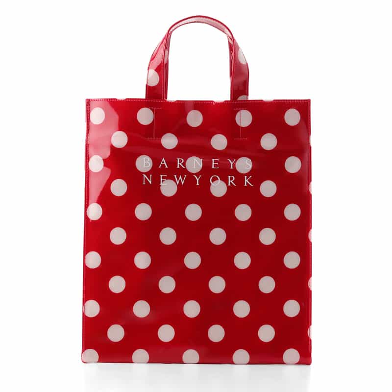 BARNEYS NEW YORK ロゴ入りPVCトートバッグ／ドット柄（L） RED