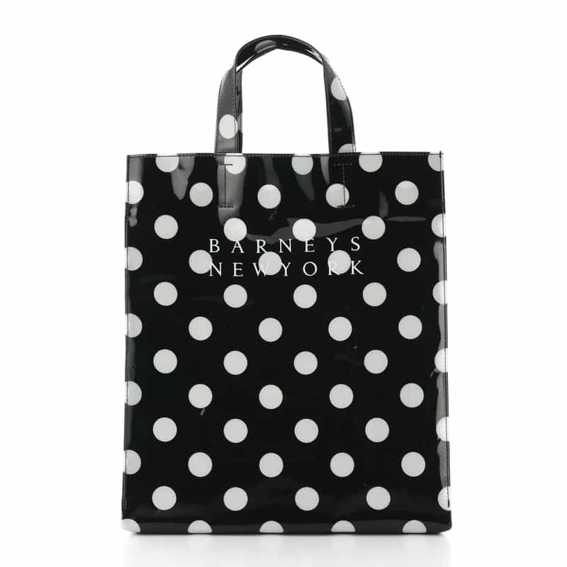 BARNEYS NEW YORK ロゴ入りPVCトートバッグ／ドット柄（L） BLACK