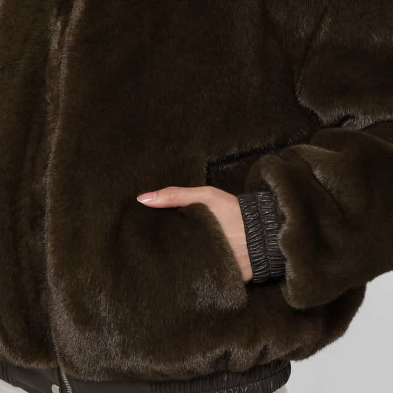 ATELIER EDITION ATELIER EDITION ＜アトリエ エディション＞ リバーシブル フェイクファーカラーブルゾン BROWN