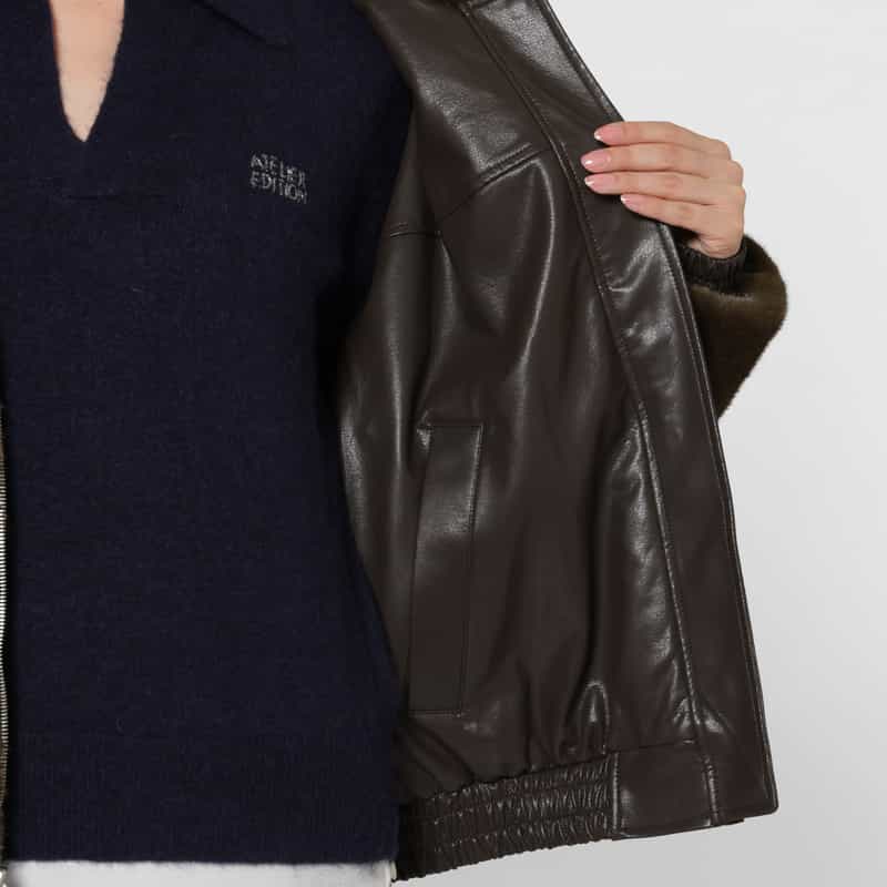ATELIER EDITION ATELIER EDITION ＜アトリエ エディション＞ リバーシブル フェイクファーカラーブルゾン BROWN