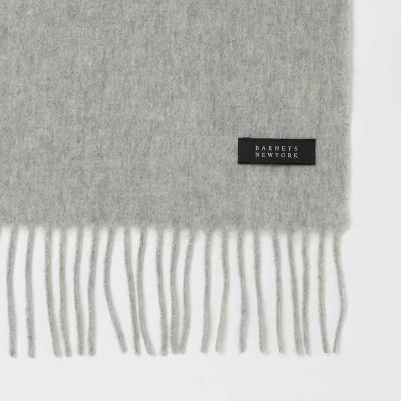 BARNEYS NEW YORK カシミヤ100％ソリッドマフラー（180×30） LIGHT GRAY