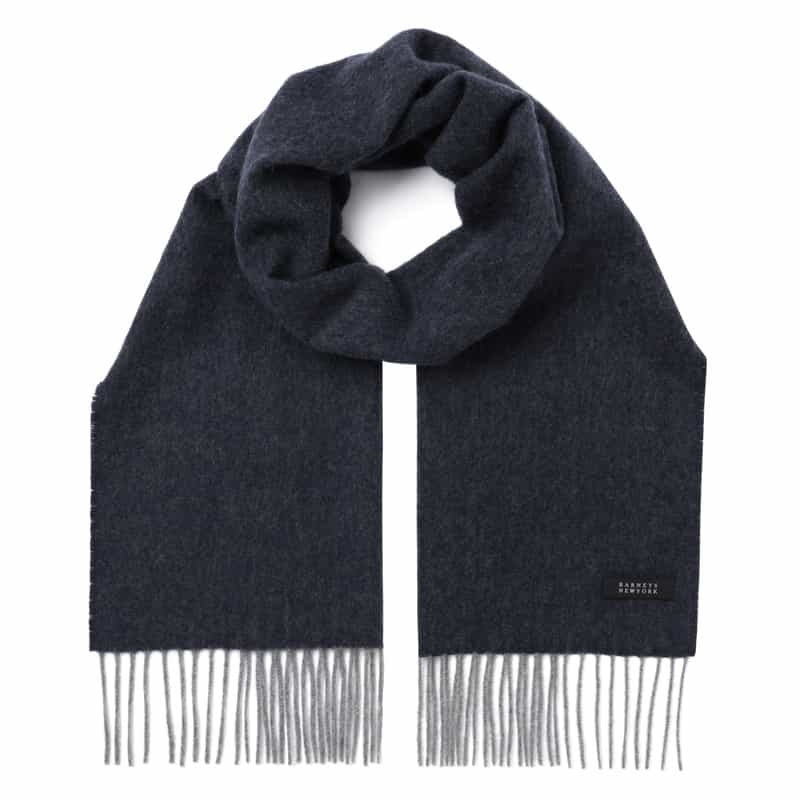 BARNEYS NEW YORK カシミヤ100％リバーシブルマフラー（174×30） NAVY