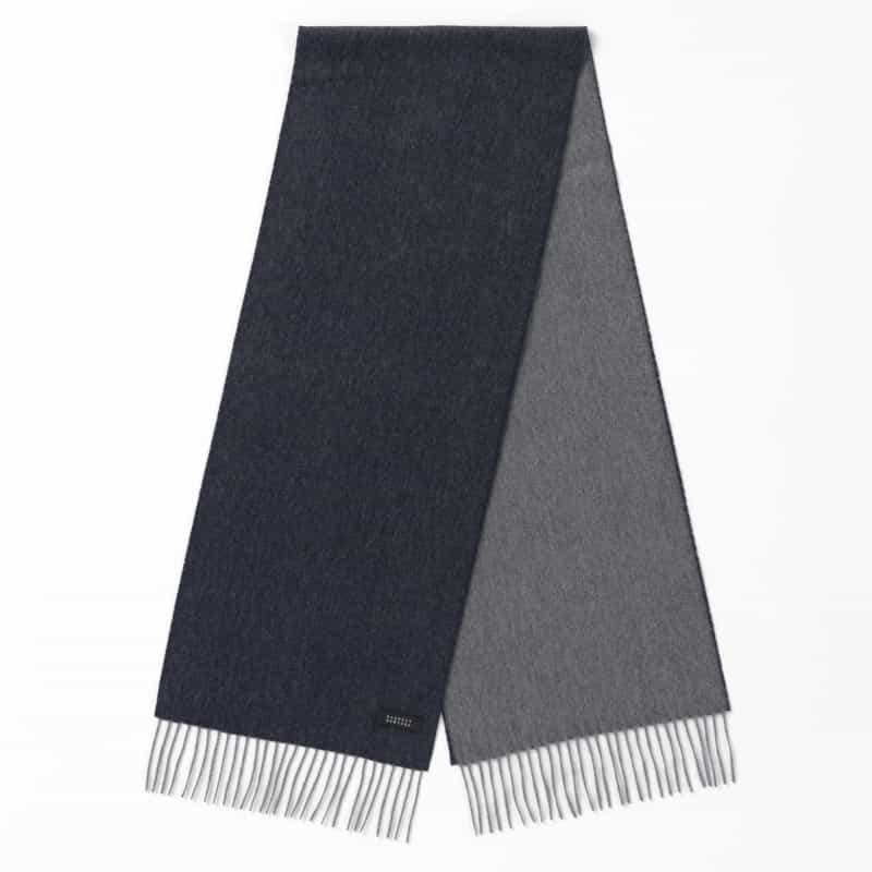 BARNEYS NEW YORK カシミヤ100％リバーシブルマフラー（174×30） NAVY