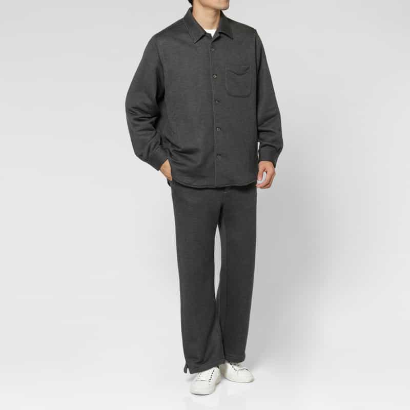 BARNEYS NEW YORK スウェット素材カジュアルシャツ GRAY