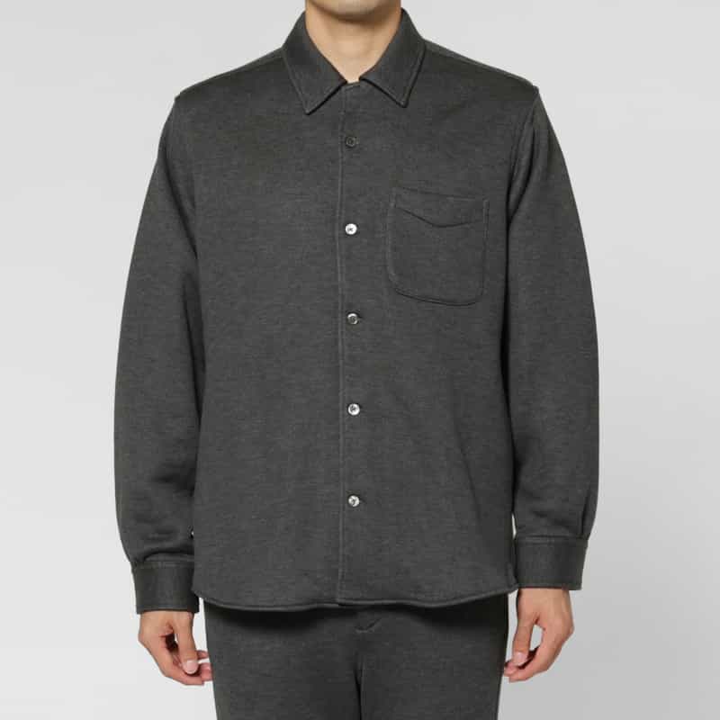 BARNEYS NEW YORK スウェット素材カジュアルシャツ GRAY