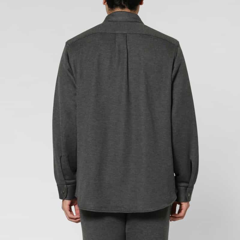 BARNEYS NEW YORK スウェット素材カジュアルシャツ GRAY