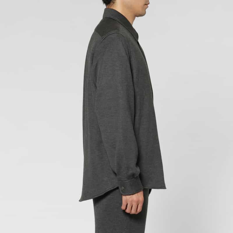 BARNEYS NEW YORK スウェット素材カジュアルシャツ GRAY