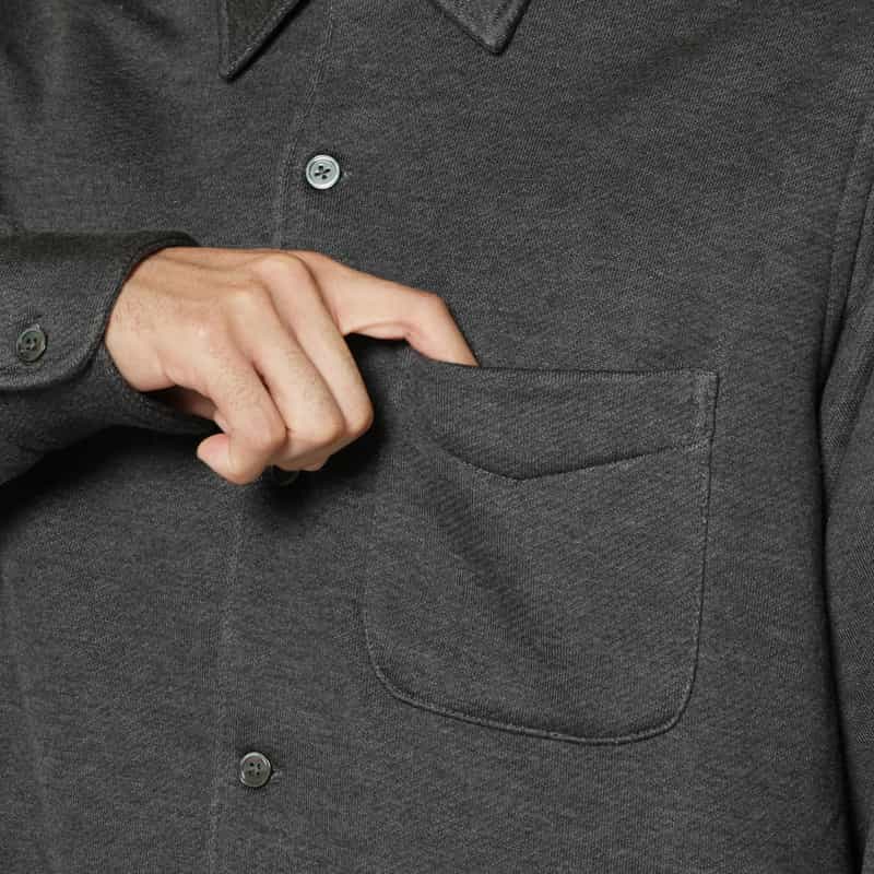BARNEYS NEW YORK スウェット素材カジュアルシャツ GRAY