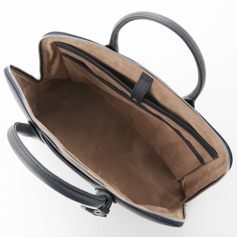 BARNEYS NEW YORK シュリンクレザーブリーフケース NAVY