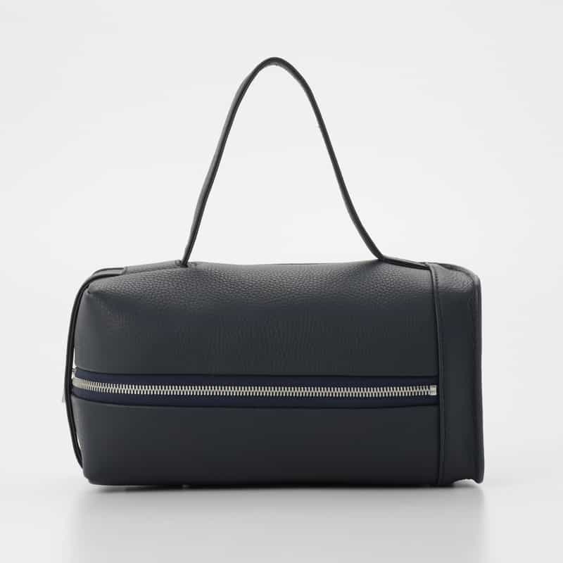 BARNEYS NEW YORK シュリンクレザーワンハンドルクラッチバッグ NAVY