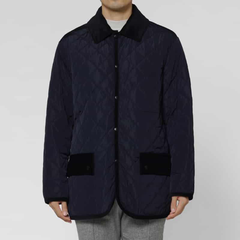 BARNEYS NEW YORK 中綿入りキルト生地ミドル丈コート NAVY