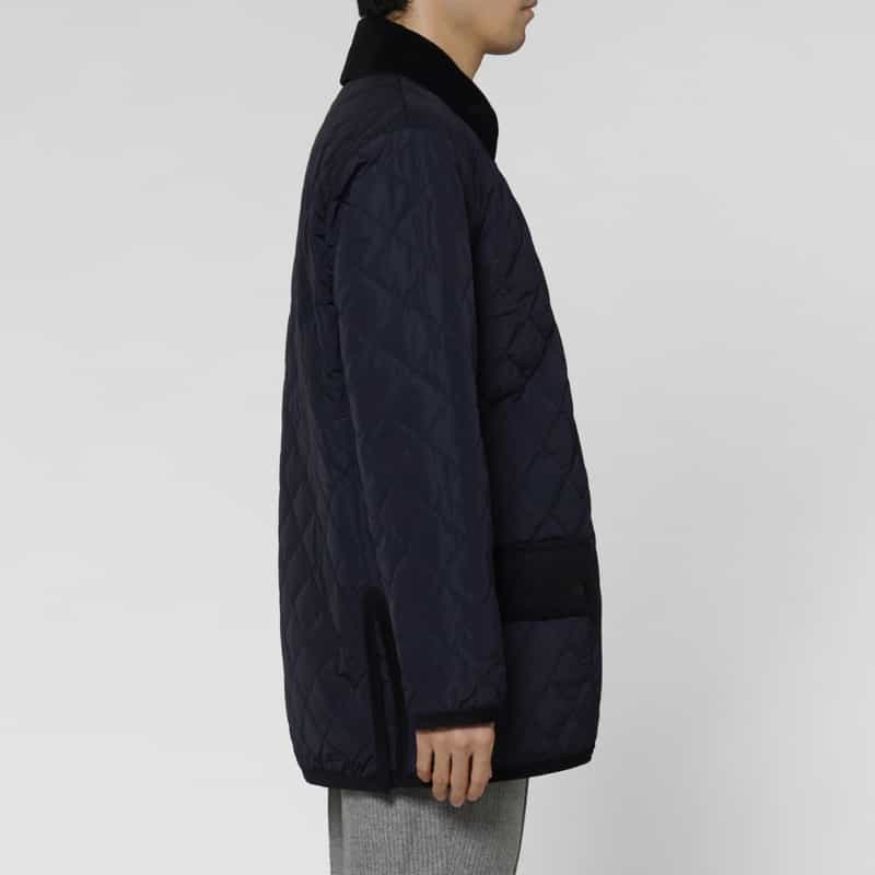 BARNEYS NEW YORK 中綿入りキルト生地ミドル丈コート NAVY