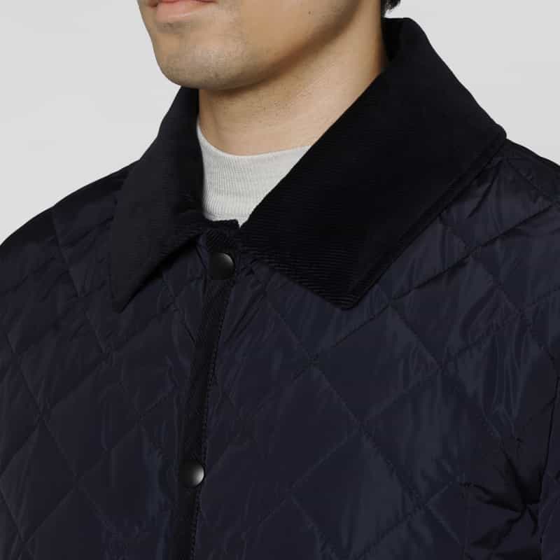 BARNEYS NEW YORK 中綿入りキルト生地ミドル丈コート NAVY