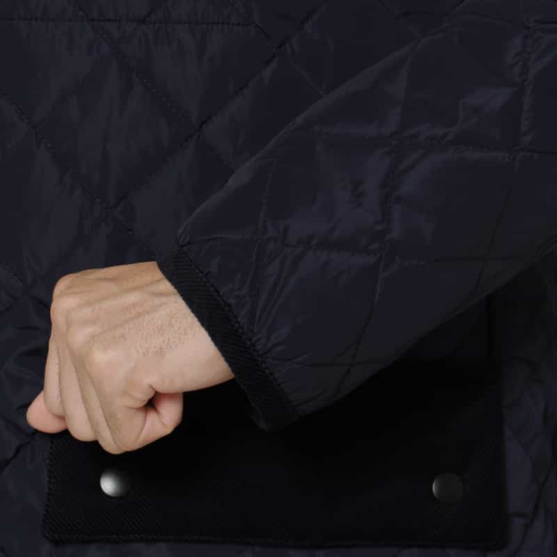 BARNEYS NEW YORK 中綿入りキルト生地ミドル丈コート NAVY