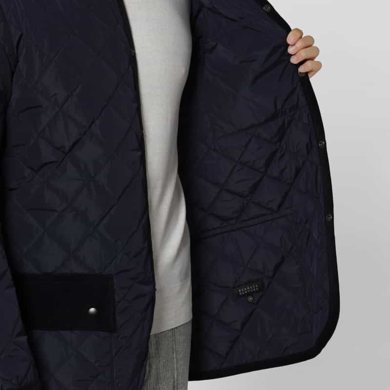 BARNEYS NEW YORK 中綿入りキルト生地ミドル丈コート NAVY