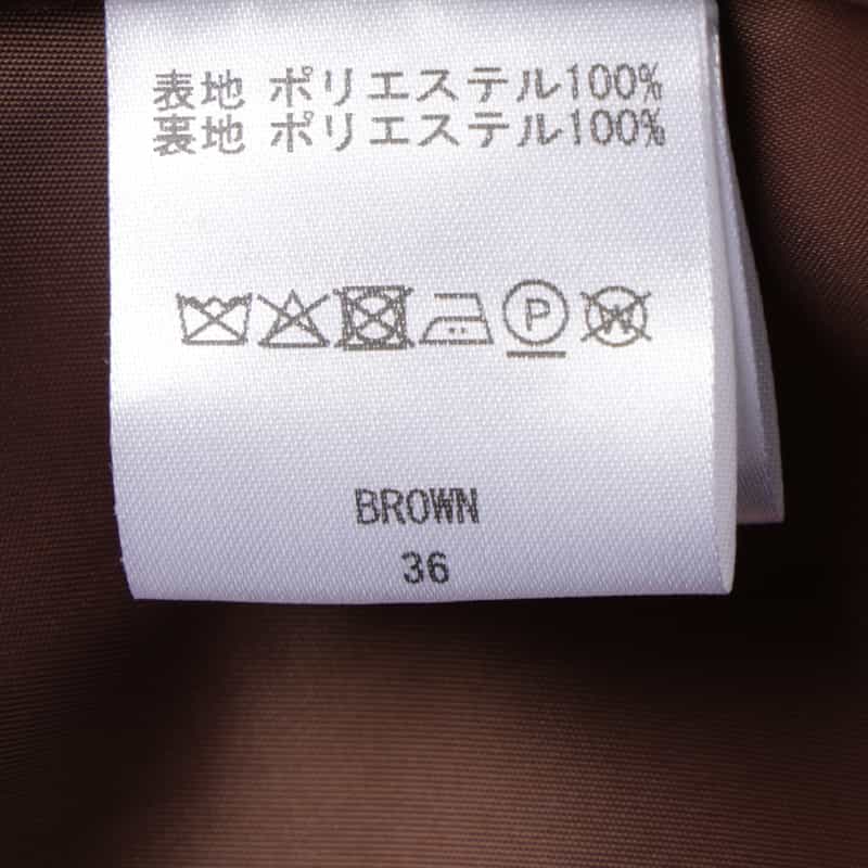 BARNEYS NEW YORK スエードライク ドット柄フレアドレス BROWN