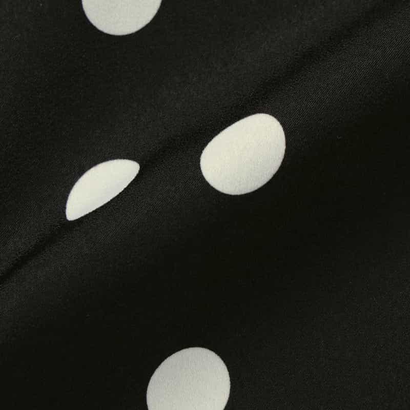 BARNEYS NEW YORK スエードライク ドット柄フレアドレス BLACK