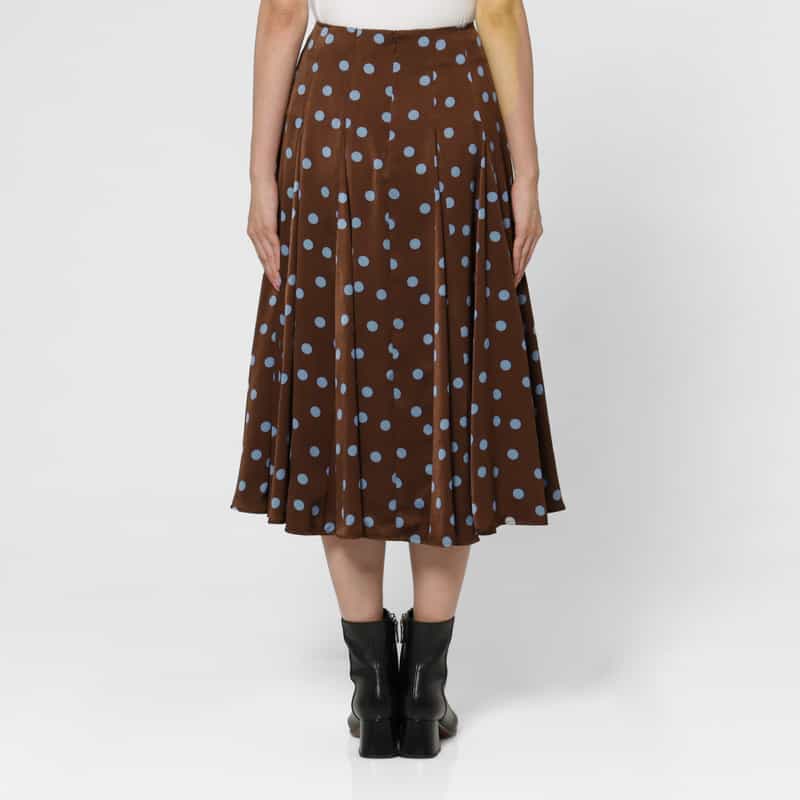 BARNEYS NEW YORK スエードライク ドット柄フレアスカート BROWN