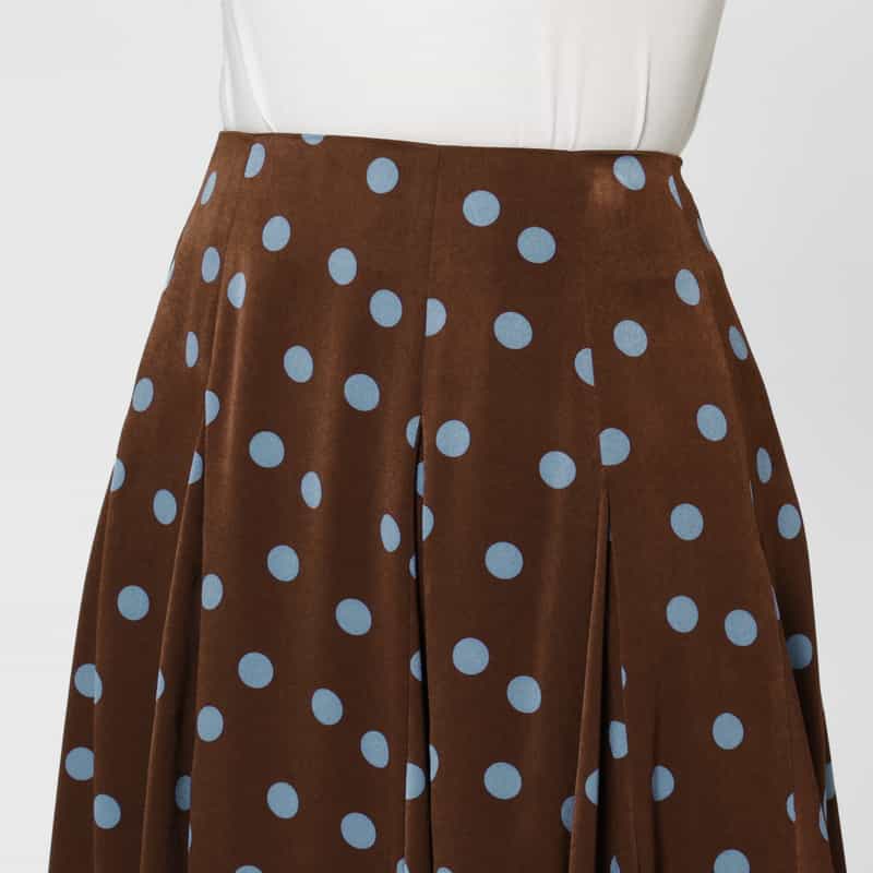 BARNEYS NEW YORK スエードライク ドット柄フレアスカート BROWN