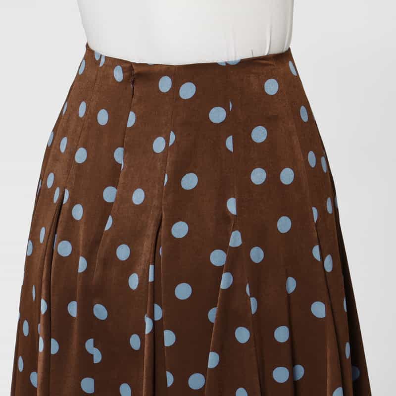 BARNEYS NEW YORK スエードライク ドット柄フレアスカート BROWN