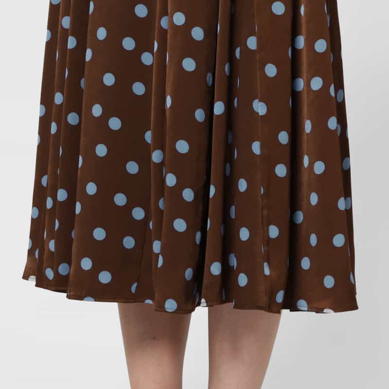 BARNEYS NEW YORK スエードライク ドット柄フレアスカート BROWN