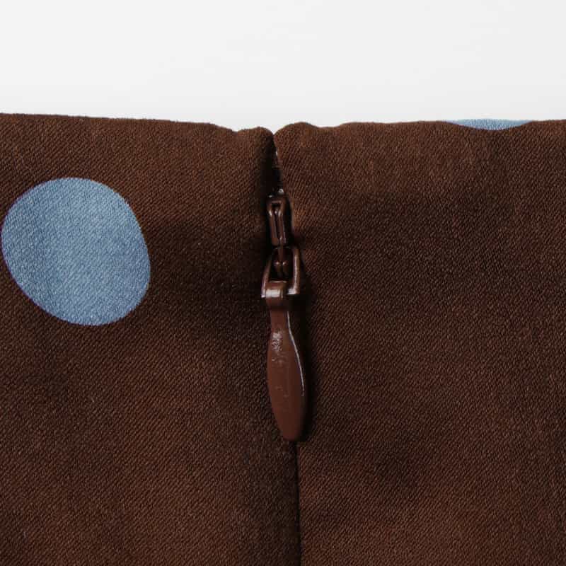 BARNEYS NEW YORK スエードライク ドット柄フレアスカート BROWN