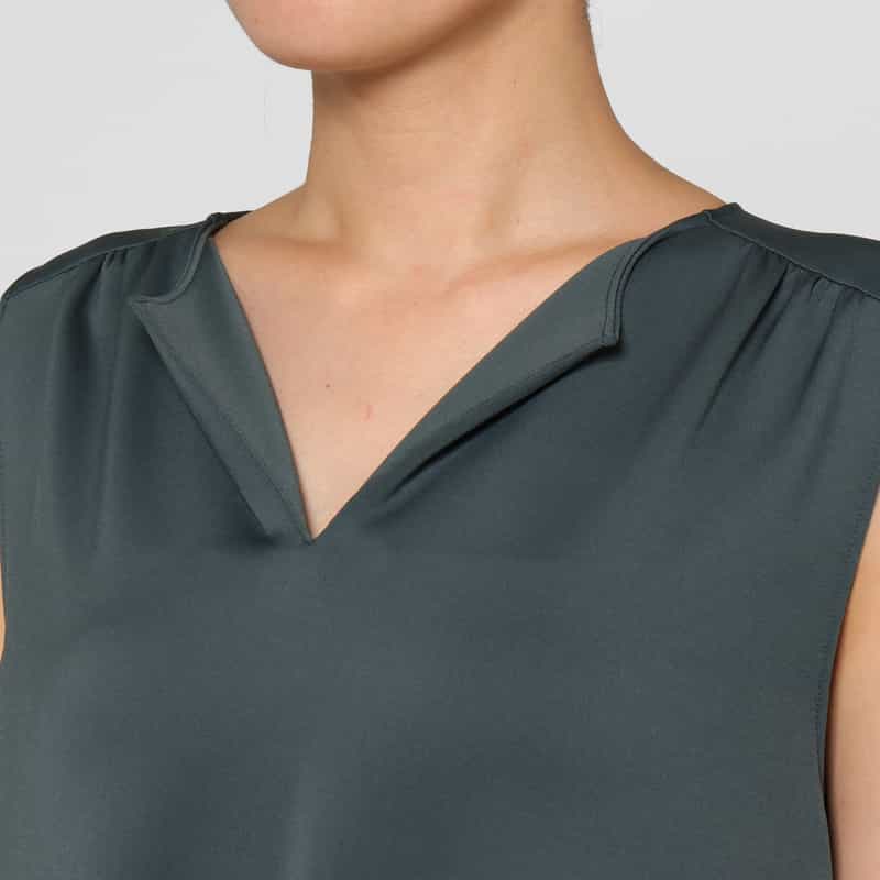 BARNEYS NEW YORK スクーバ素材 バイカラーティアードドレス GRAY