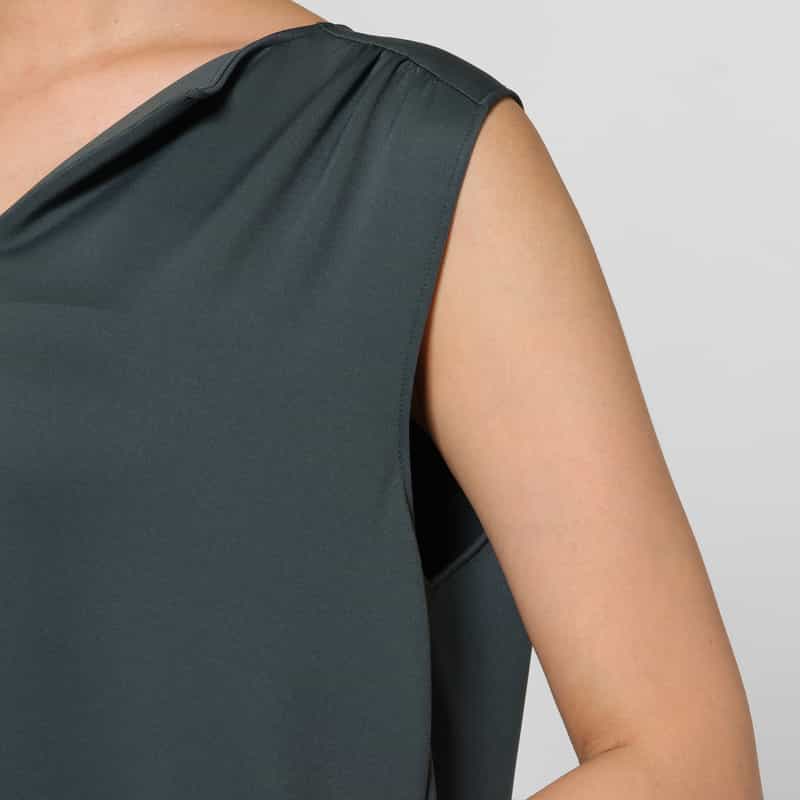 BARNEYS NEW YORK スクーバ素材 バイカラーティアードドレス GRAY