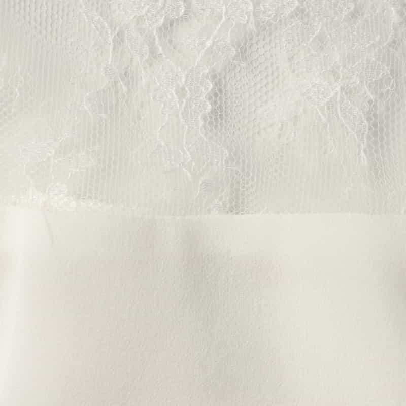 BARNEYS NEW YORK レース×シフォン素材ティアードデザイン ボウタイブラウス WHITE