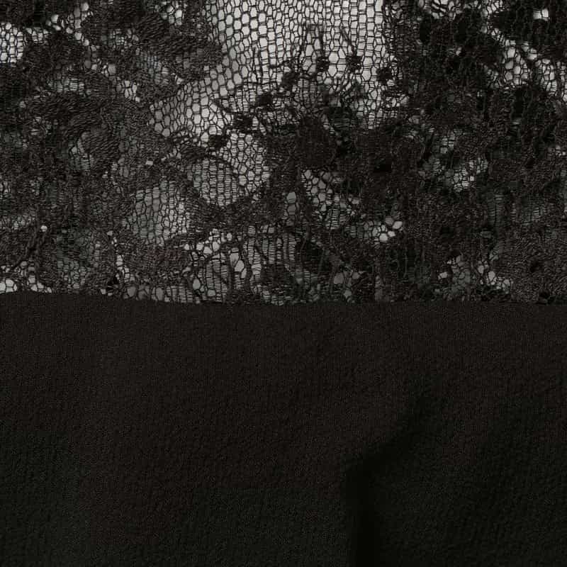 BARNEYS NEW YORK レース×シフォン素材ティアードデザイン ボウタイブラウス BLACK